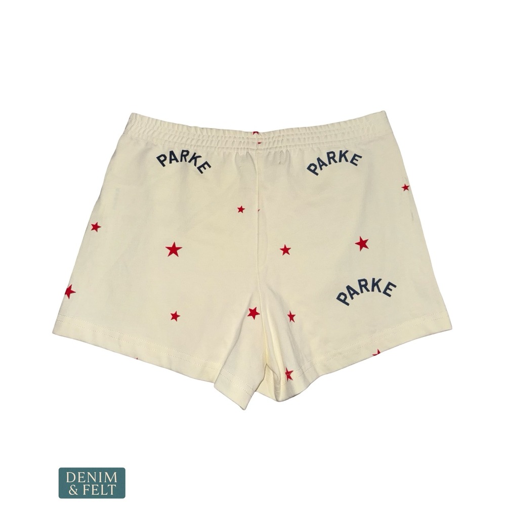 NEW Parke Womens Cream Star Logo Pajama Lounge Shorts Small Cotton Rib Knit - Picture 4 of 9